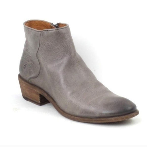 Frye Leather Zip Ankle Boots Carson Piping Graphite Size 7.5 - Picture 1 of 10